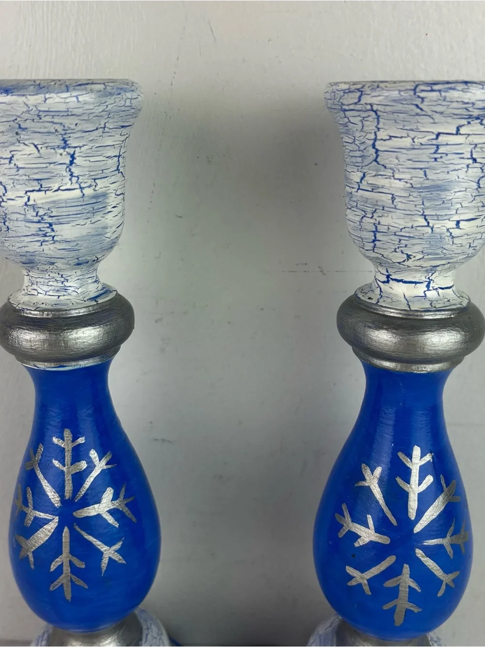 Wooden Candlesticks Set Hand Painted - So Beautiful!